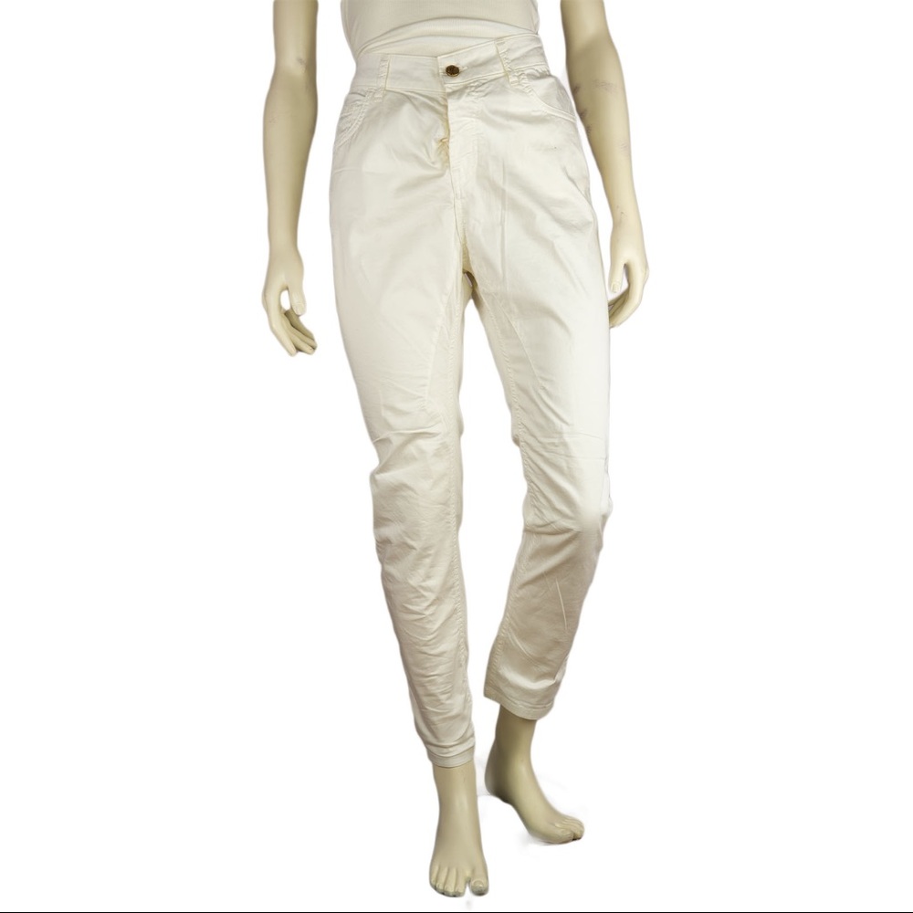 Manila Grace Denim High-Rise Straight Leg Pants, White, Size: L | US 30